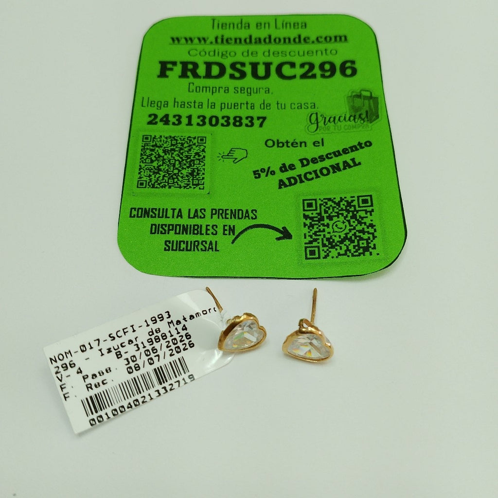 BROQUELES PAR ORO 10 K 1.5 GRMS (SEMINUEVO)