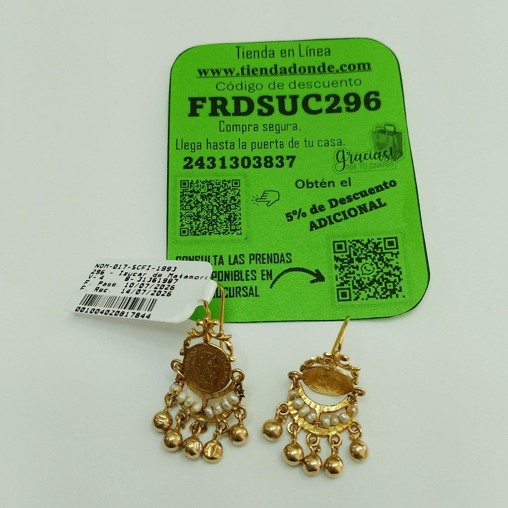 ARETES PAR ORO 10 K 4.8 GRMS (SEMINUEVO)