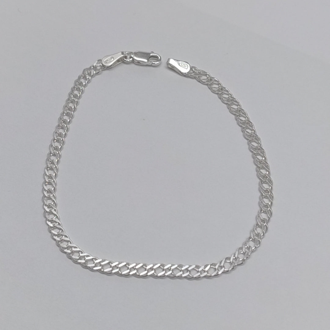 PULSERA DOBLE ESLABON PLATA .925 21 CM 3.63 GR (NUEVO)