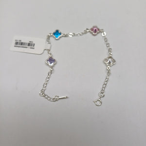PULSERA ESPECIAL CON PIEDRAS DE COLOR PLATA .925 18 CM 3.32 GR (NUEVO)