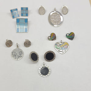 ARETES PAR, DIJE PLATA 40.9 GRMS (SEMINUEVO)