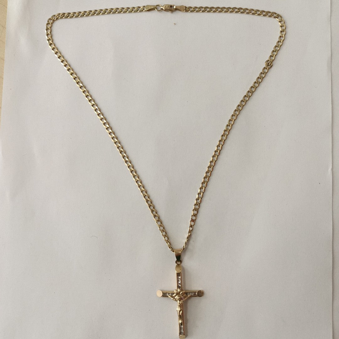 CADENA, CRUCIFIJO ORO 10 K 15.3 GRMS (SEMINUEVO)