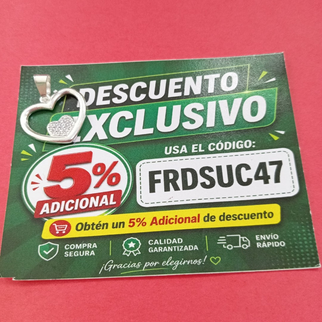 DIJE CORAZON C/CIRCONIAS PLATA .925 2.7 GR (NUEVO)