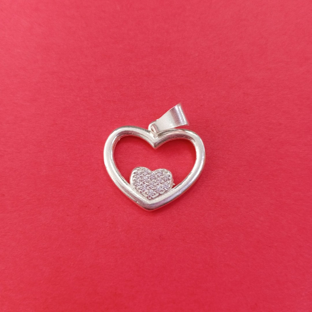 DIJE CORAZON C/CIRCONIAS PLATA .925 2.7 GR (NUEVO)