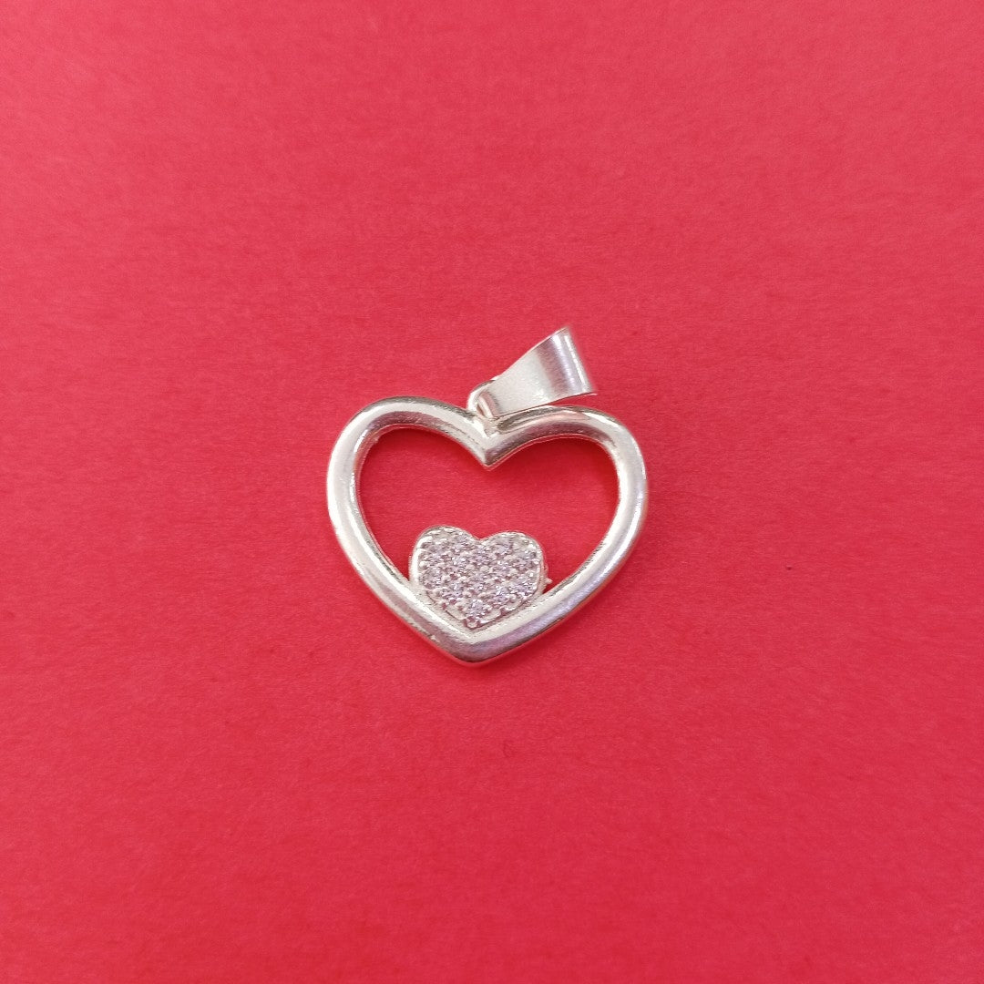 DIJE CORAZON C/CIRCONIAS PLATA .925 2.7 GR (NUEVO)