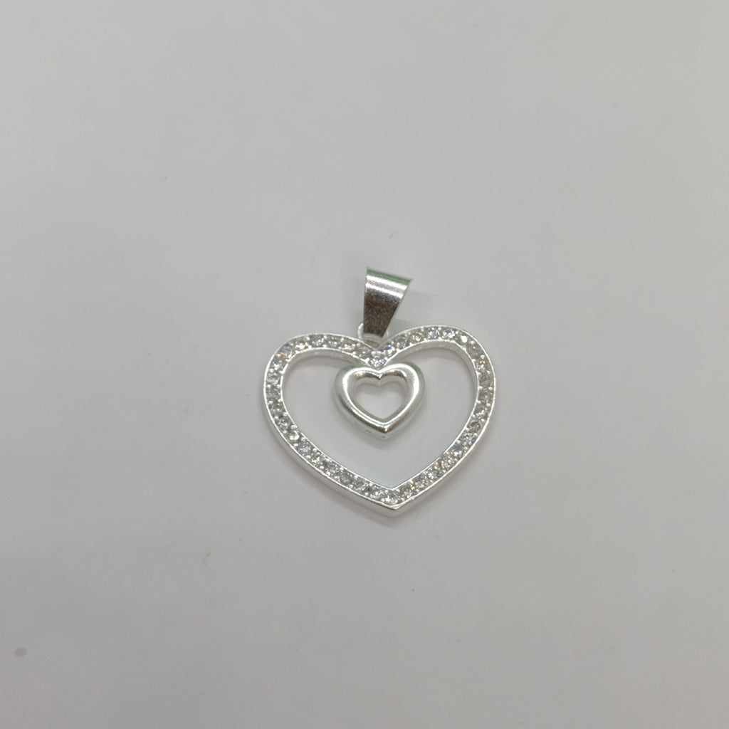 DIJE CORAZON C/CIRCONIAS PLATA .925 2.7 GR (NUEVO)