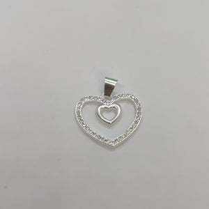 DIJE CORAZON C/CIRCONIAS PLATA .925 2.7 GR (NUEVO)