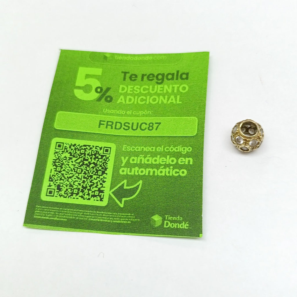 K1 1,50 GRMS 10 K ESPECIFICACIONES COMPLEMENTARIAS DIJE FORMA BOLITA CON CIRCONI (SEMINUEVO)