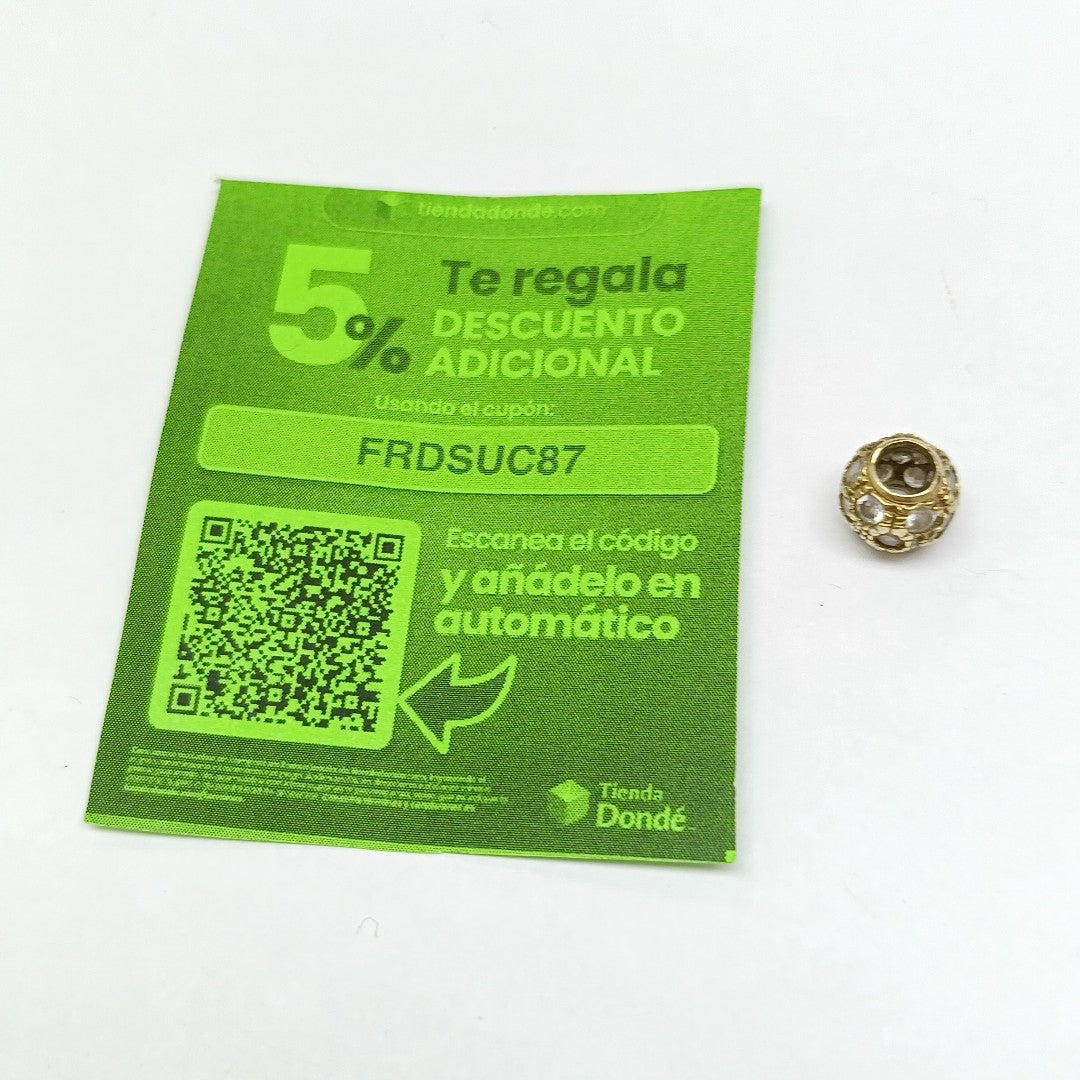 K1 1,50 GRMS 10 K ESPECIFICACIONES COMPLEMENTARIAS DIJE FORMA BOLITA CON CIRCONI (SEMINUEVO)