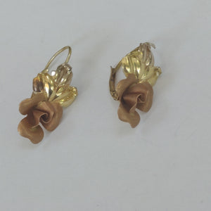 ARETES PAR ORO COMBINADO 14 K 3.9 GRMS (SEMINUEVO)