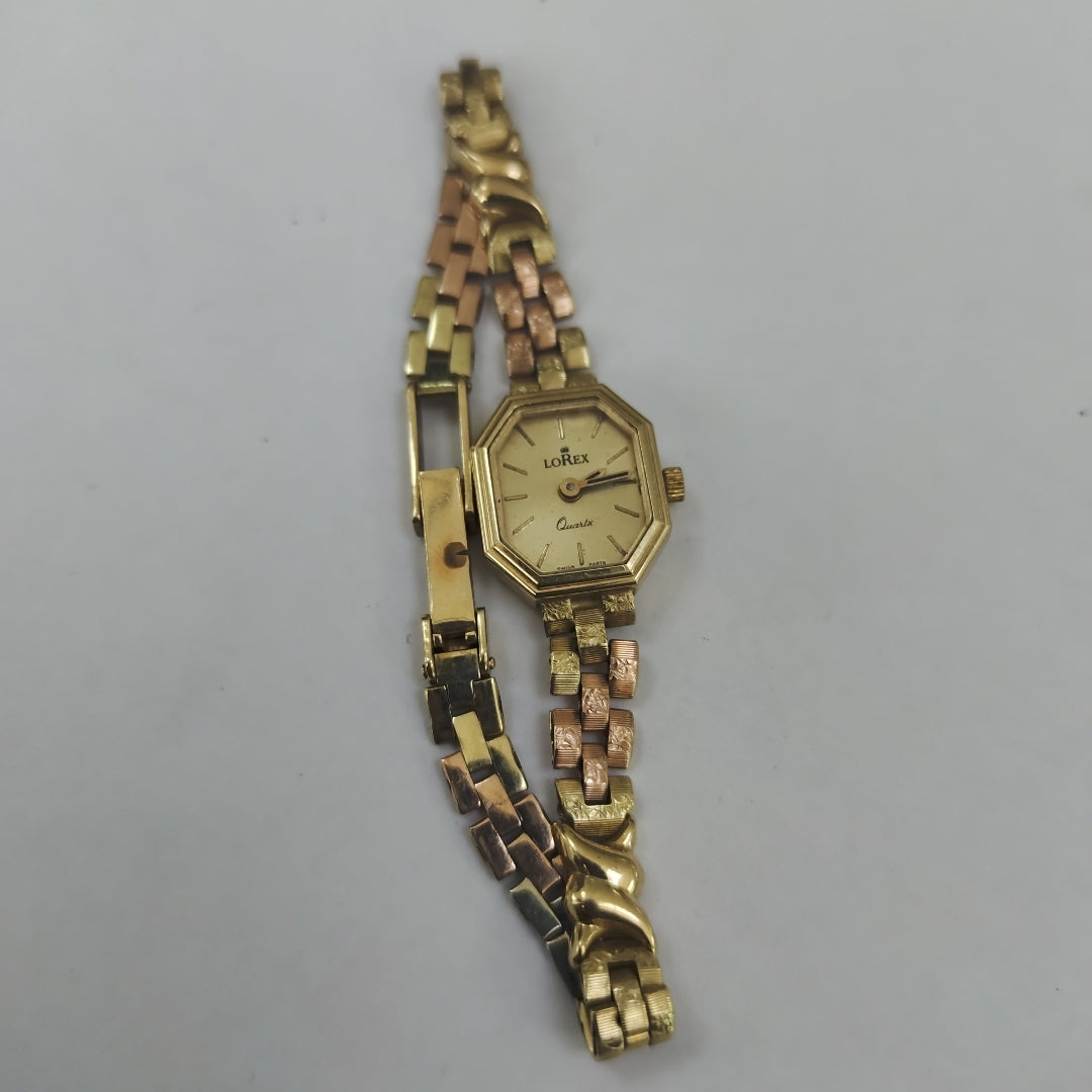 RELOJ CAJA Y PULSO ORO ORO, ORO COMBINADO 14 K 16 GRMS (SEMINUEVO)