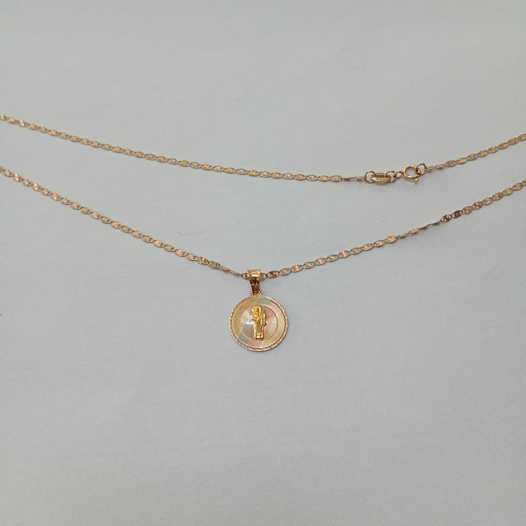 CADENA,MEDALLA RELIGIOSA ORO COMBINADO 10 K 2,80 GRMS (SEMINUEVO)