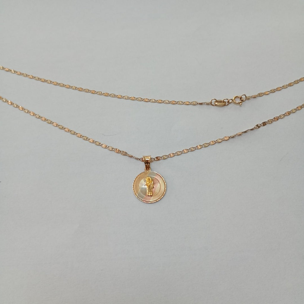CADENA,MEDALLA RELIGIOSA ORO COMBINADO 10 K 2,80 GRMS (SEMINUEVO)