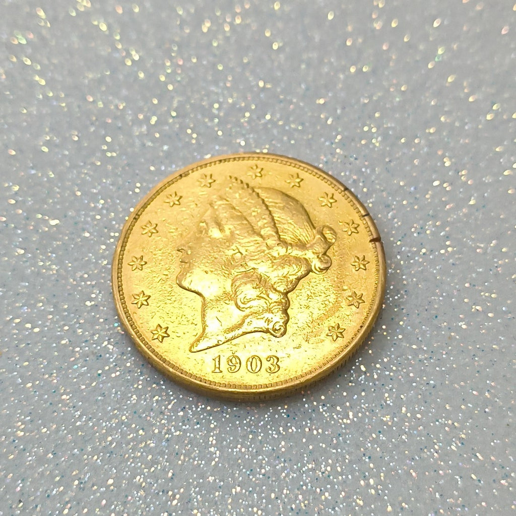 K1 33,20 GRMS 21 K IDENTIFICACIÓN MEDALLA CONMEMORATIVA MONEDAS DÓLARES 20 (SEMINUEVO)