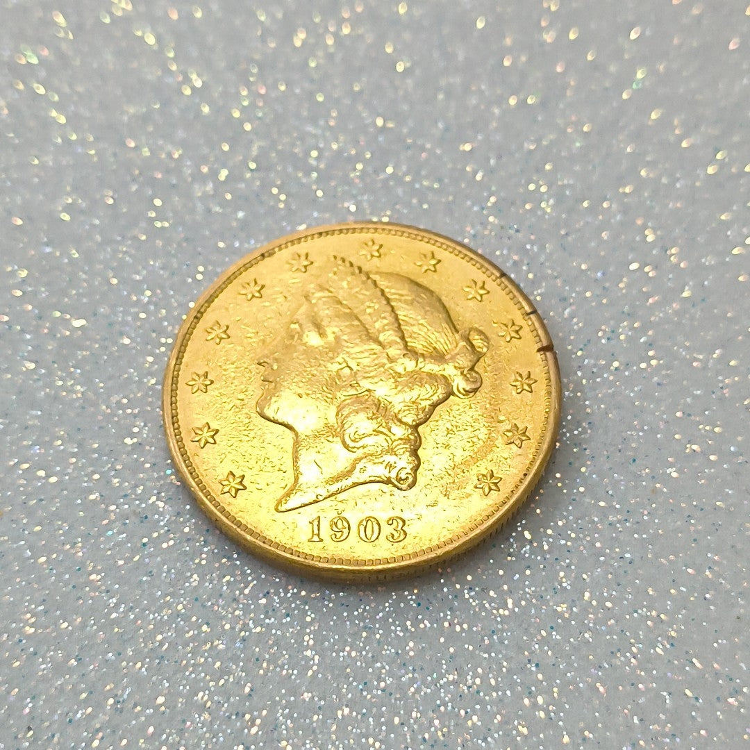 K1 33,20 GRMS 21 K IDENTIFICACIÓN MEDALLA CONMEMORATIVA MONEDAS DÓLARES 20 (SEMINUEVO)