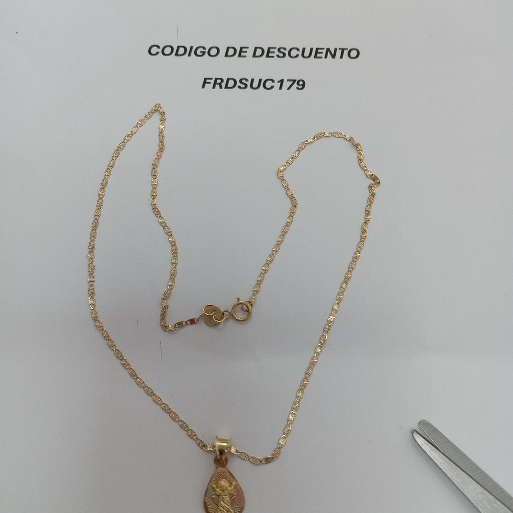 CADENA, MEDALLA RELIGIOSA ORO 10 K 2 GRMS (SEMINUEVO)