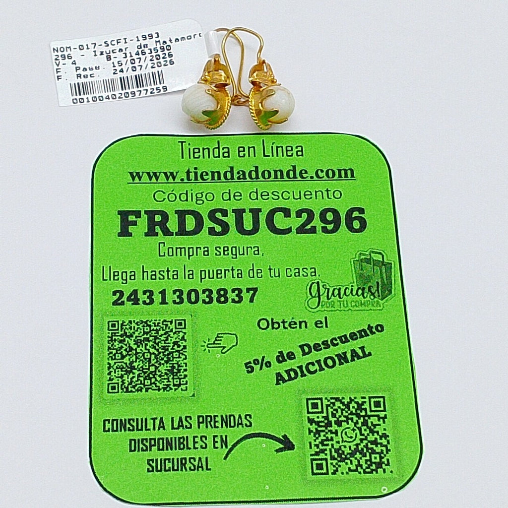 BROQUELES PAR ORO 14 K 2.9 GRMS (SEMINUEVO)