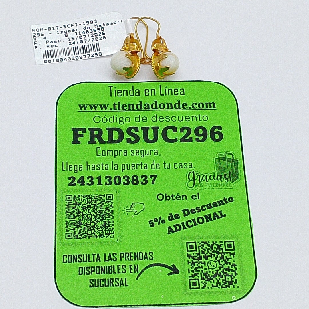 BROQUELES PAR ORO 14 K 2.9 GRMS (SEMINUEVO)