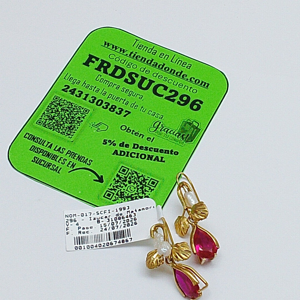 ARETES PAR ORO 8 K 4.3 GRMS (SEMINUEVO)