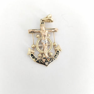 CRISTO EN ANCLA ORO 14 K 6,20 GRMS (SEMINUEVO)