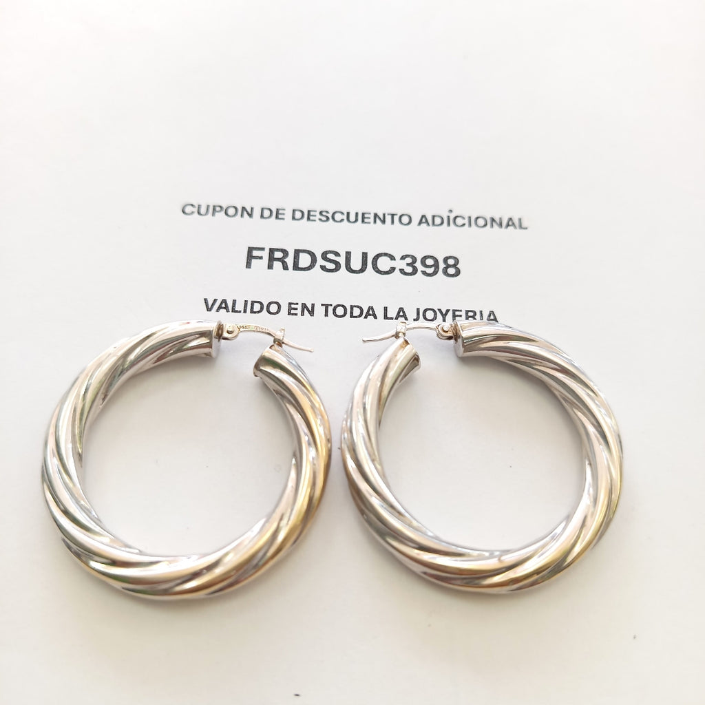 ARRACADAS PAR ORO BLANCO 14 K 6,00 GRMS (SEMINUEVO)