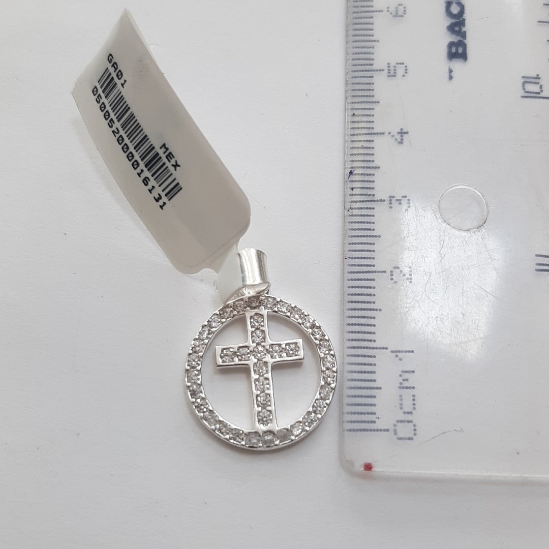 DIJE CRUZ C/CIRCONIAS PLATA .925 2.4 GR (NUEVO)