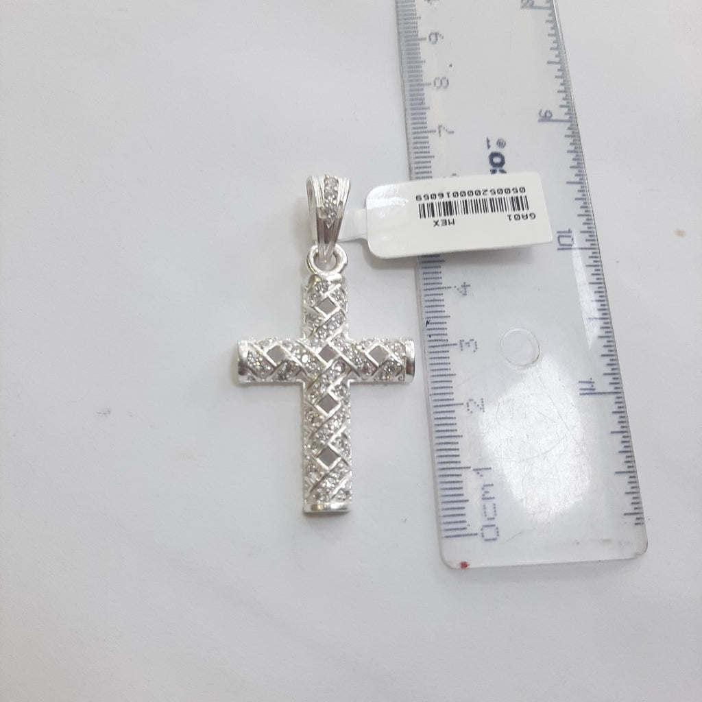 DIJE CRUZ C/CIRCONIAS PLATA .925 8 GR (NUEVO)