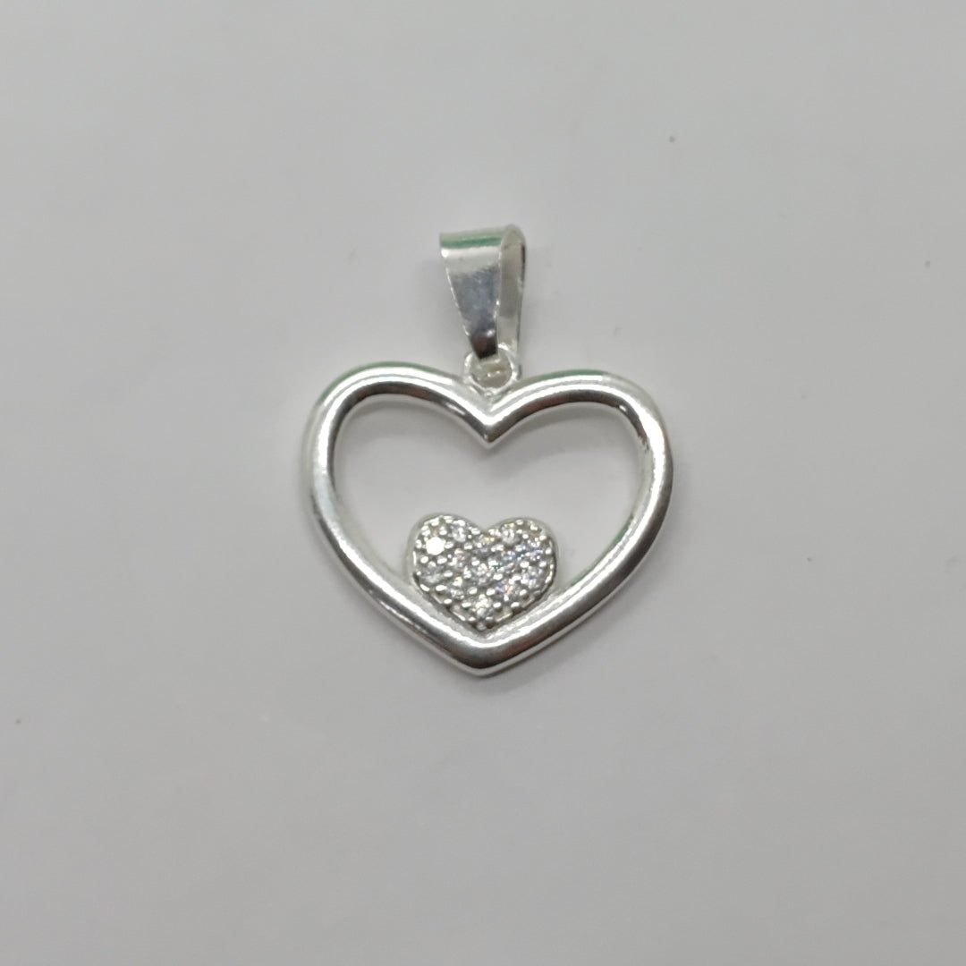 DIJE CORAZON C/CIRCONIAS PLATA .925 2.6 GR (NUEVO)