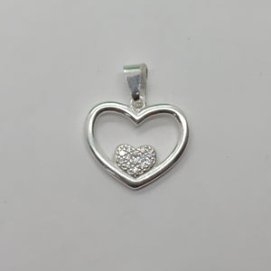 DIJE CORAZON C/CIRCONIAS PLATA .925 2.6 GR (NUEVO)