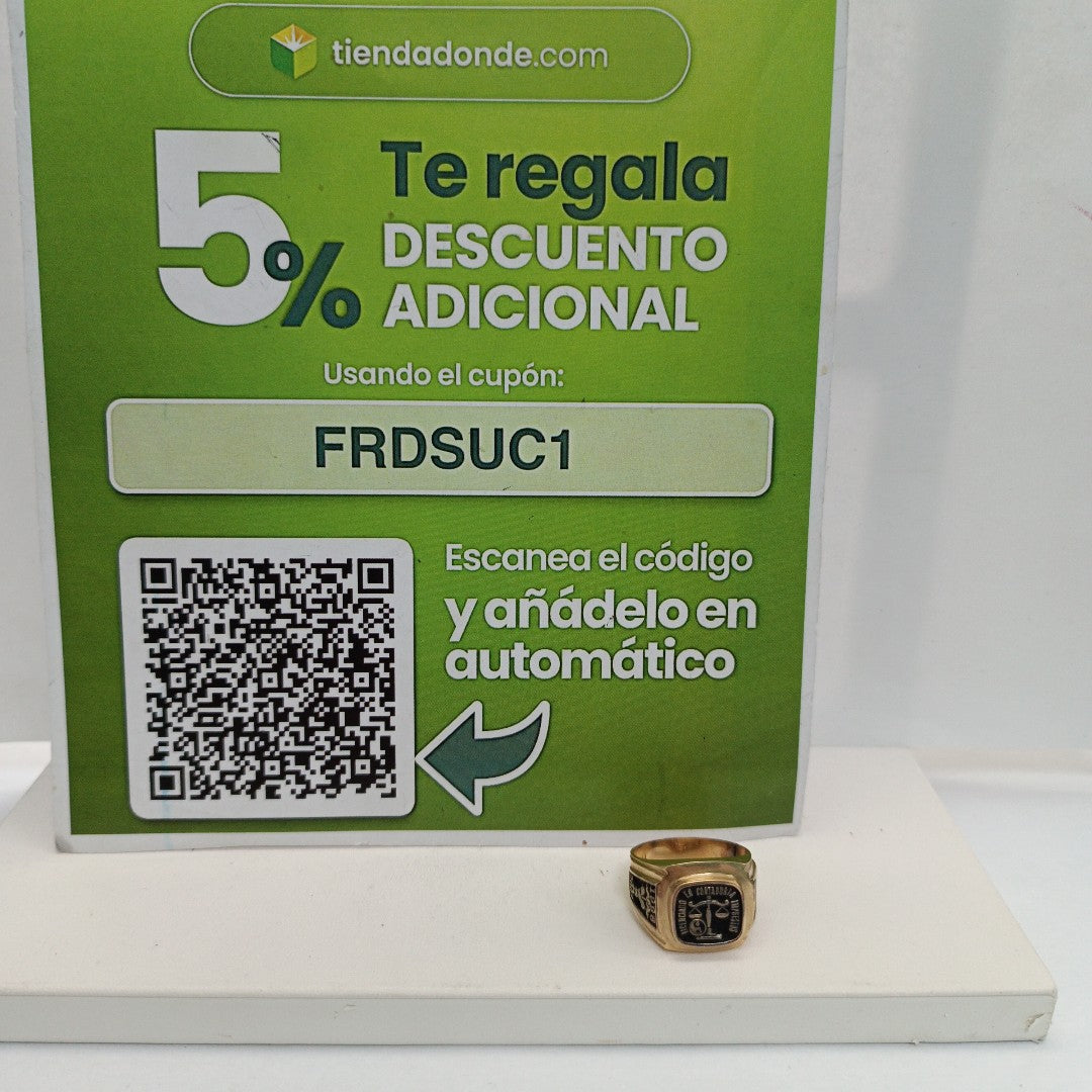 ANILLO DE GRADUACIÓN ORO 14 K 11.9 GRMS (SEMINUEVO)