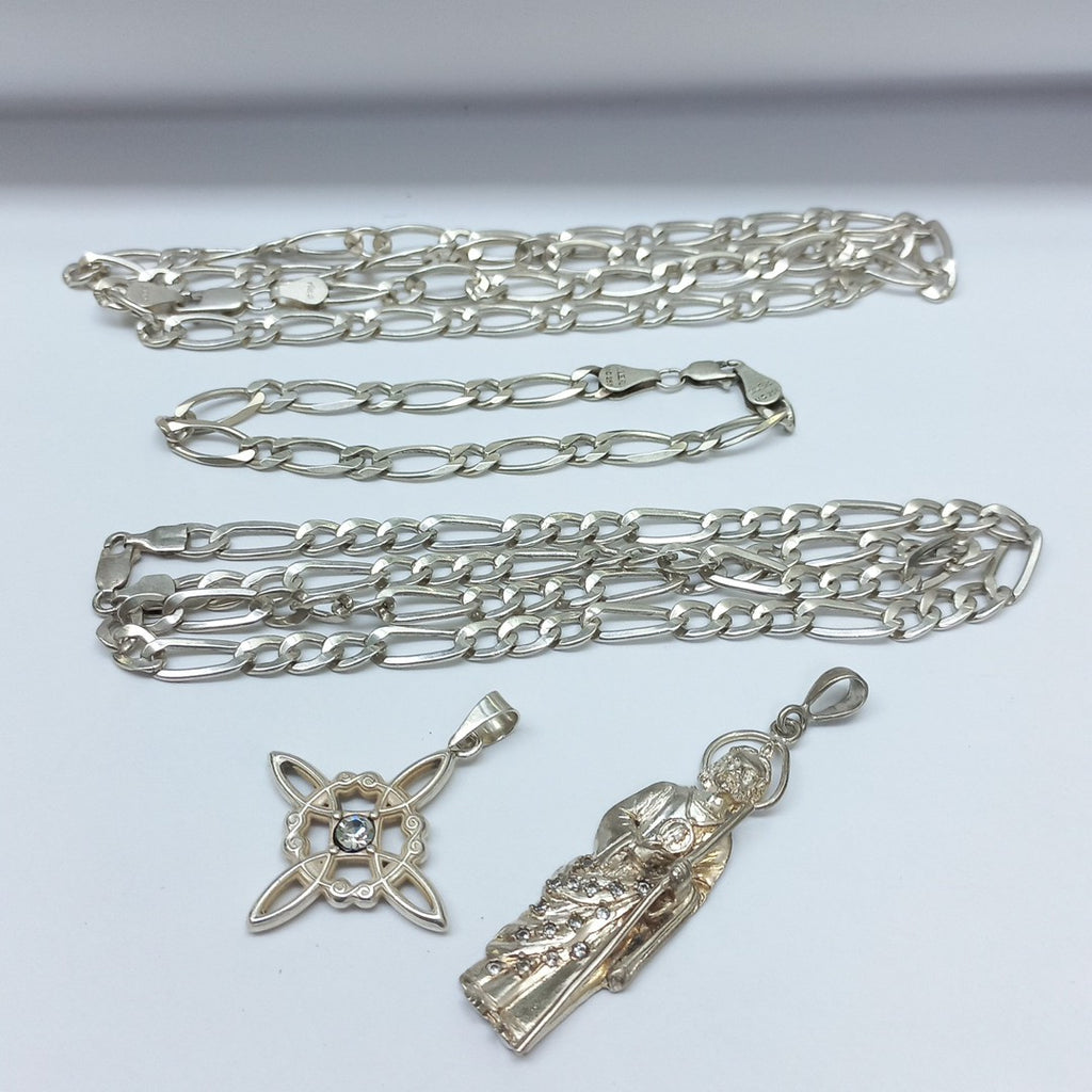 CADENA, DIJE, PULSERA PLATA 77.5 GRMS (SEMINUEVO)