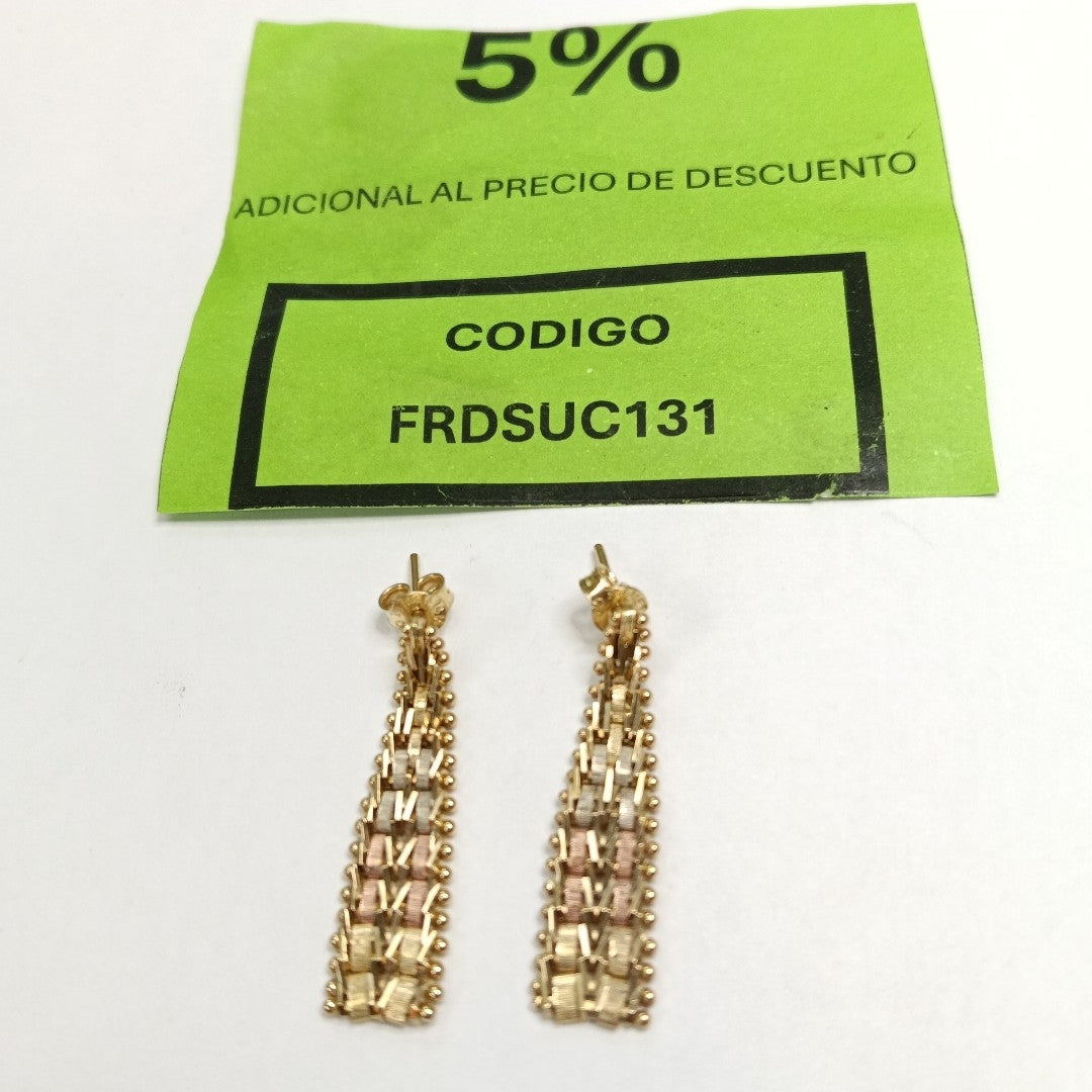 ARETES PAR ORO,ORO COMBINADO 14 K 4,10 GRMS (SEMINUEVO)
