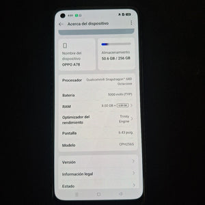 CELULAR OPPO A78 CPH2565 (2023) 256 GB 8 GB RAM (SEMINUEVO)