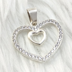 DIJE CORAZON C/CIRCONIAS PLATA .925 2.7 GR (NUEVO)