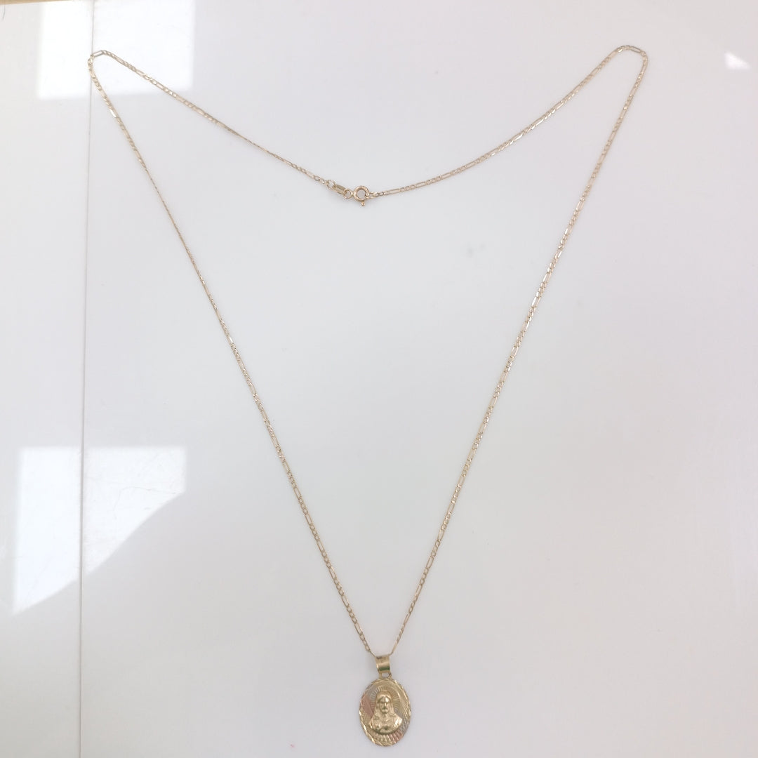CADENA, MEDALLA RELIGIOSA ORO, ORO COMBINADO 10 K 2.6 GRMS (SEMINUEVO)