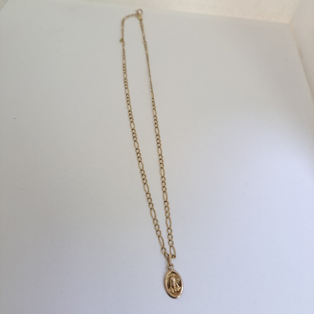 CADENA, MEDALLA RELIGIOSA ORO 10 K 3.2 GRMS (SEMINUEVO)