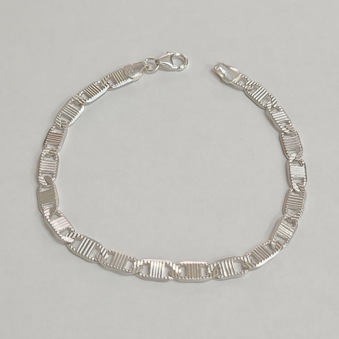 PULSERA TEJIDO ESPEJO PLATA .925 21 CM 7.8 GR (NUEVO)