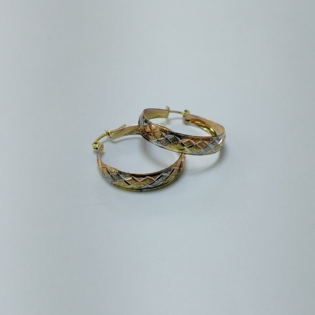 ARETES PAR ORO, ORO COMBINADO 14 K 2.9 GRMS (SEMINUEVO)