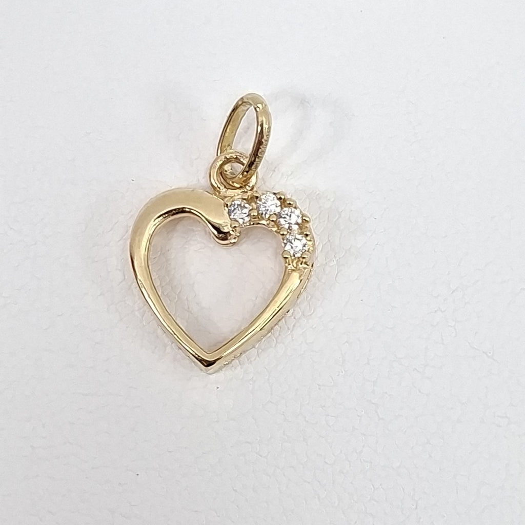 DIJE CORAZON CON CIRCONIAS 14K 1.4 GR (NUEVO)