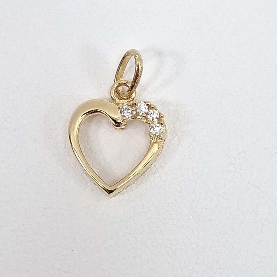 DIJE CORAZON CON CIRCONIAS 14K 1.4 GR (NUEVO)