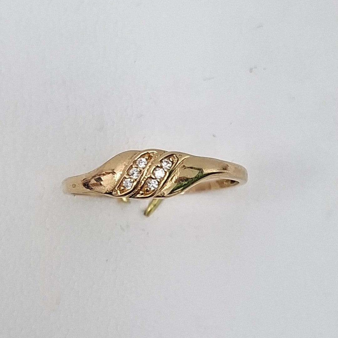 ANILLO ANILLITO C CIRCONIAS 14K 8.5 TALLA 1.1 GR (NUEVO)