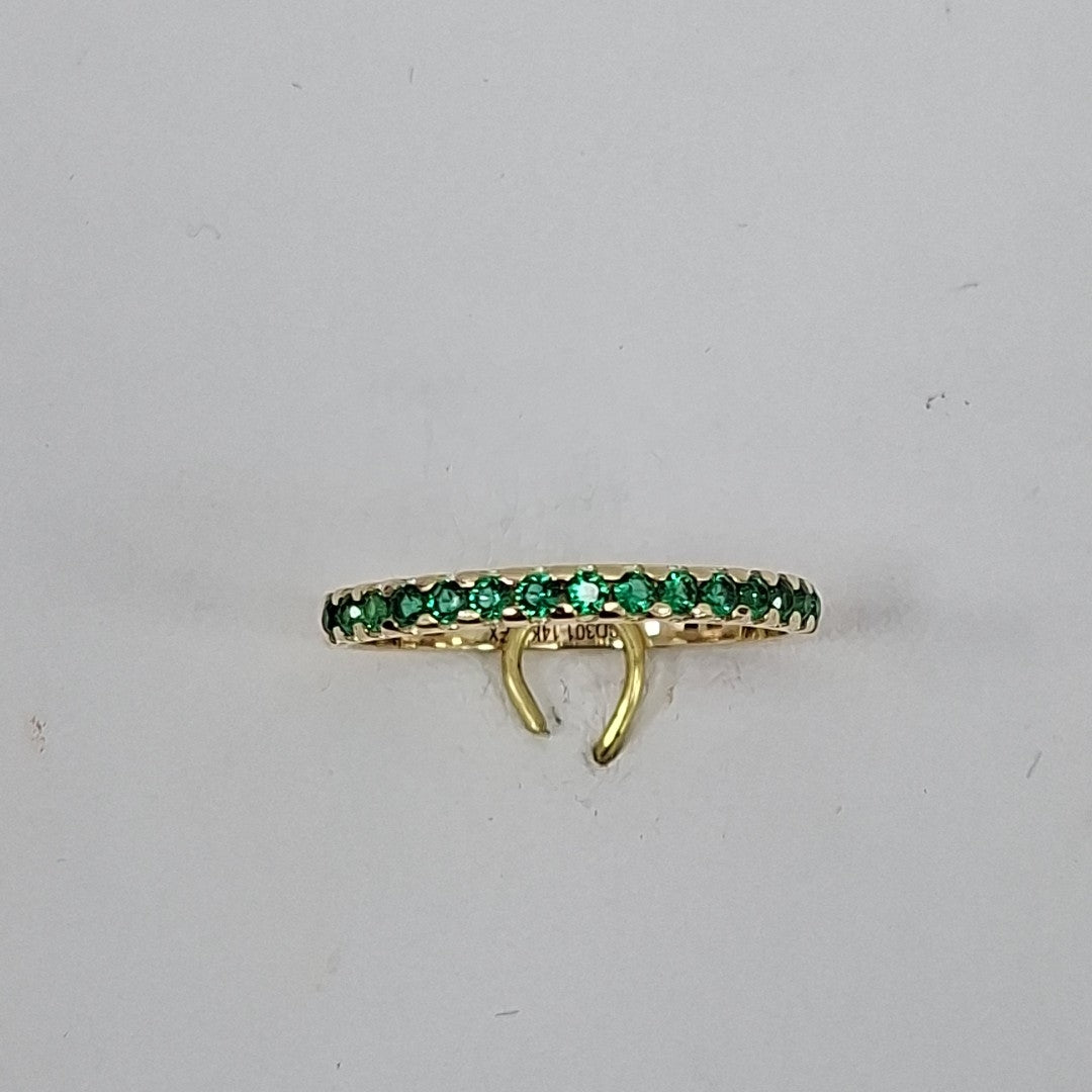 ANILLO ANILLITO MEDIA CHURUMBELA C PDRAS COLOR VERDE 14K 7 TALLA 1.5 GR (NUEVO)