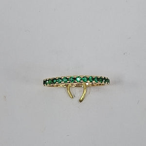 ANILLO ANILLITO MEDIA CHURUMBELA C PDRAS COLOR VERDE 14K 7 TALLA 1.5 GR (NUEVO)