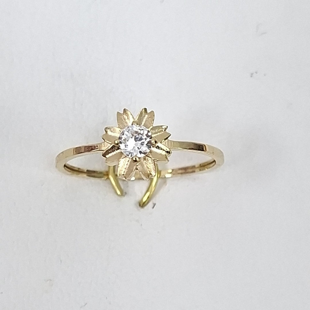 ANILLOS FIG FLOR CON CIRCONIAS 14K TALLA 7 1.1 GR (NUEVO)