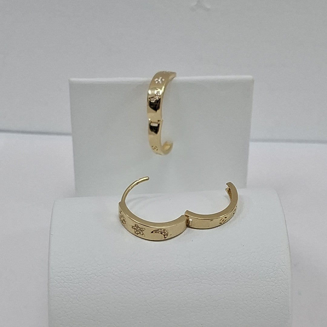 ARETES TEJIDO HUGGIES CON CIRCONIAS 14K 2.9 GR (NUEVO)