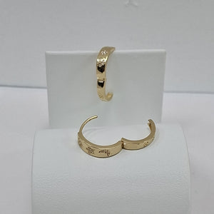 ARETES TEJIDO HUGGIES CON CIRCONIAS 14K 2.9 GR (NUEVO)