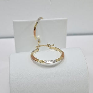 ARETES TEJIDO ARRACADAS BISELADAS COMBINADAS 14K 1.3 GR (NUEVO)