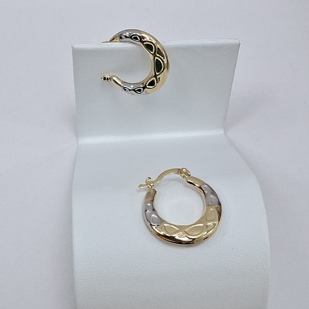 ARETES ARRACADAS COMBINADAS CON INFINITO 14K 2.2 GR (NUEVO)