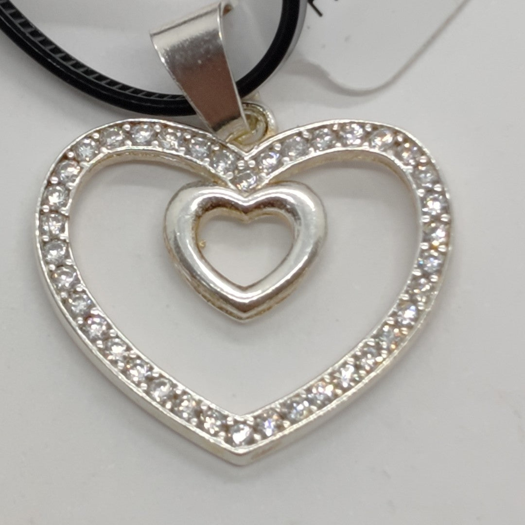 DIJE CORAZON C/CIRCONIAS PLATA .925 2.7 GR (NUEVO)
