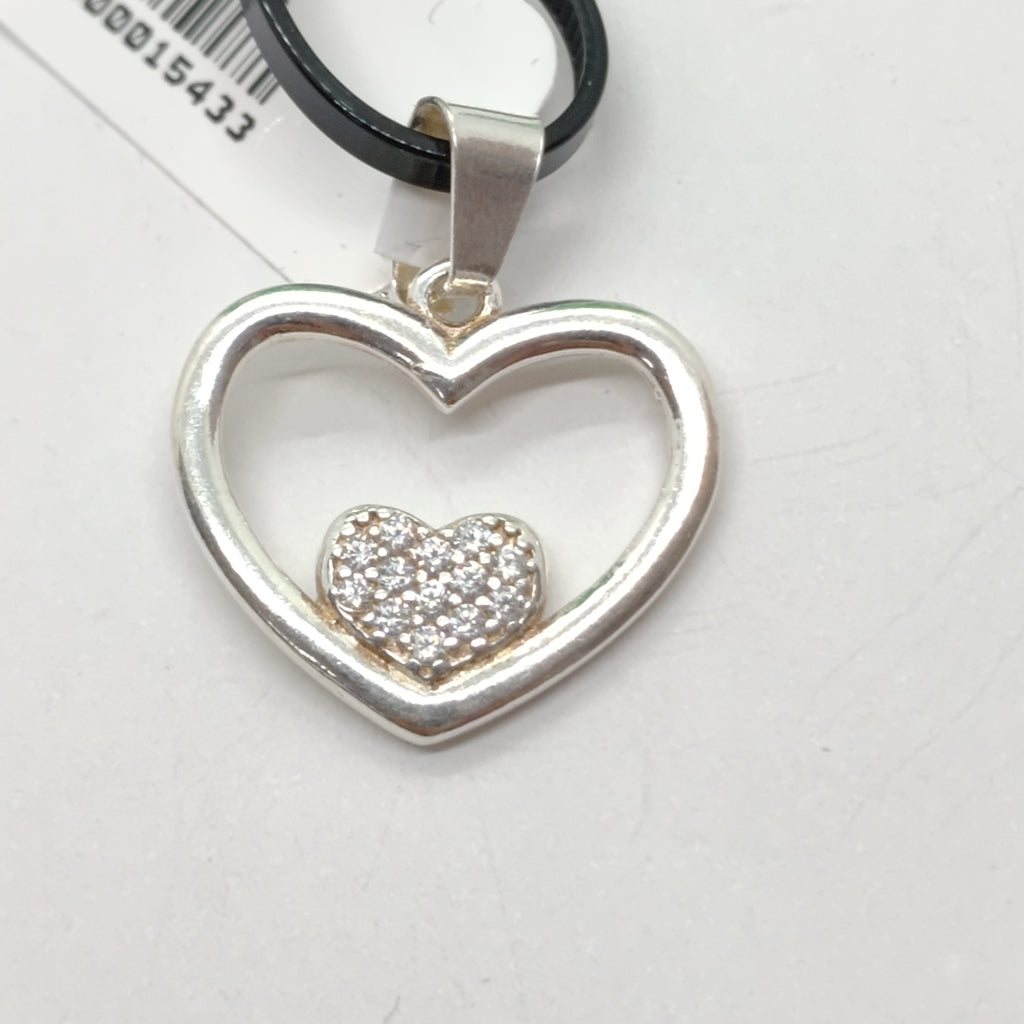 DIJE CORAZON C/CIRCONIAS PLATA .925 2.5 GR (NUEVO)